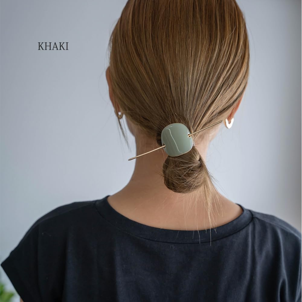 JewelVOX Majeste Kanzashi Hair Accessory for Simple and Stylish for Perfect for Kimono and Adults Women, Updos, (Khaki)