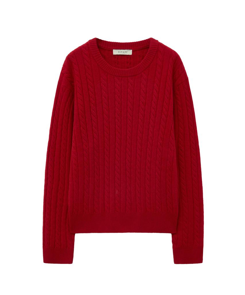 Siyajyu Sikn2153 Palette Wool Cable Knit_Red