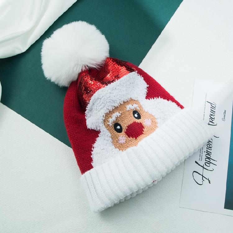 Trendy Santa Claus Beanie Hat Windproof Elk Knit Hat Wool Hat All-match Winter