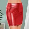 Club Show Sheath Skirt Slim Fit Glossy Smooth Surface Solid Color Mid Waist Clubwear Faux Leather Stage Performance Nightclub Mini