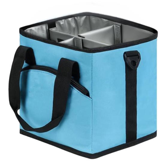 

Drink Bag 4-Compartment Insulated Beverage Carrier Foldable with Adjustable Comfortable Shoulder Strap for Travel Hiking Sports синий