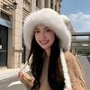 Autumn and winter warm ear protection knitted hat versatile thickened cold-proof plush bear ears wool hat female