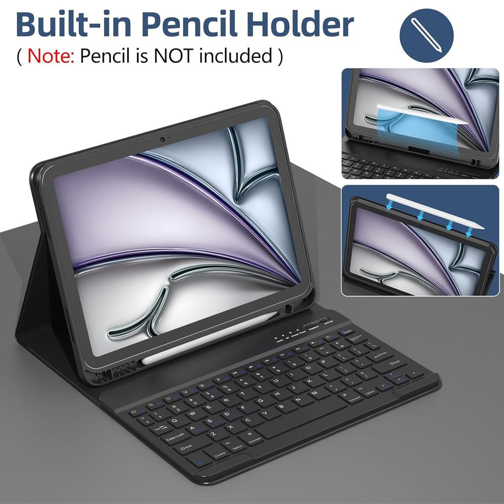Case For iPad Air 11-inch (M4),For iPad Air 11-inch (A3459 A3460 A3463) Detachable Keyboard Case with Pen Holder