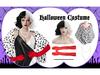 Cruella Dalmatian Costume Set: Halloween Witch Role Play with Black & White Scarf