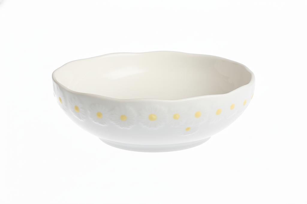 Daisy Line Ceramic Plate, Bowl, 500Ml, For Soup, Cereals, Dessert, 18 Cm