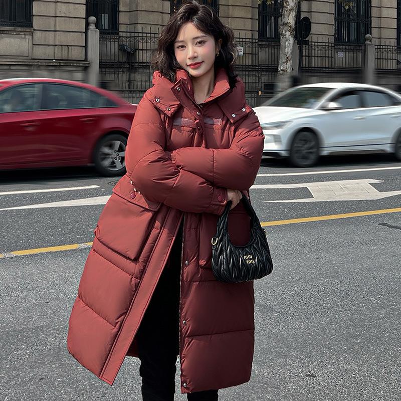 Thickened and lengthened down cotton clothes for women's winter new big pockets fashion warm jacket tide