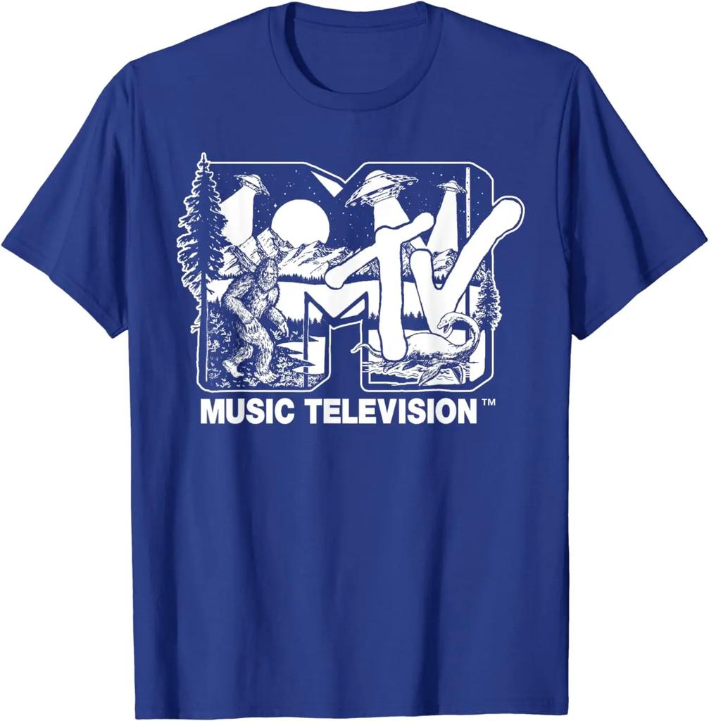 Mademark x MTV - Logo MTV z kryptydami. T-shirt Szkic Bigfoot, UFO i Nessie