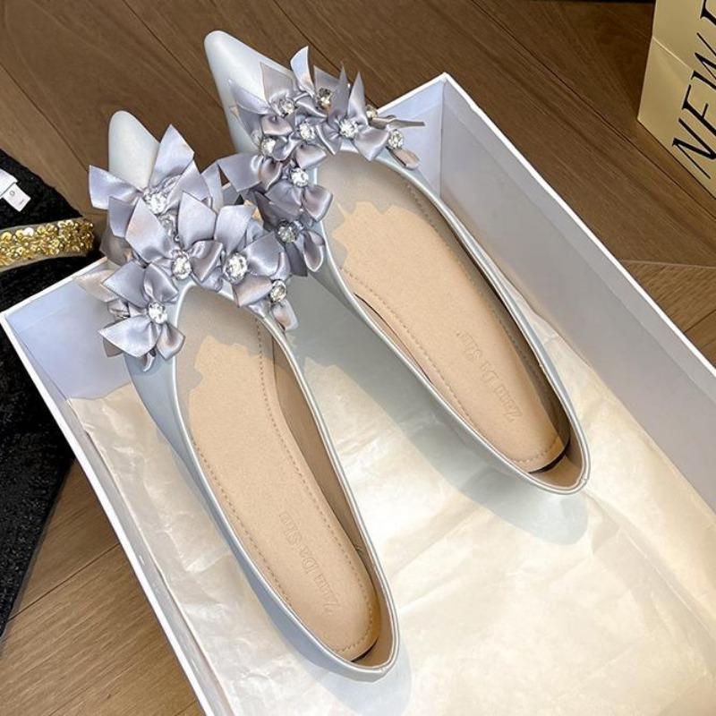 Fashion 2025 Women Summer Shoes New Pointed Toe Slingback Shoes Design Flower Flats Office Shoes Beige Pumps Chaussures Femme Loafers