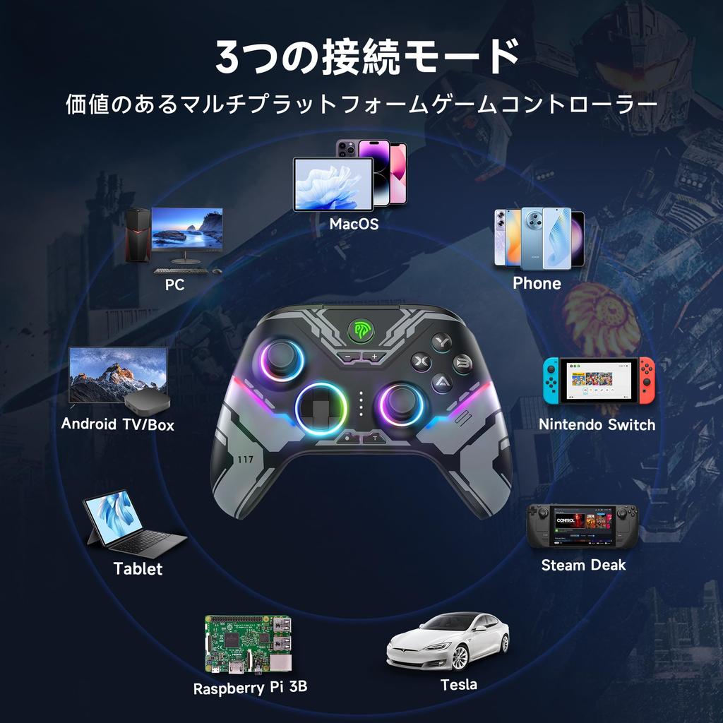 EasySMX X15 PC Controller Enhanced Wireless Bluetooth Controller with Hole Hole and RGB Lighting No Stick No Dead Zones Works with Windows and Switch