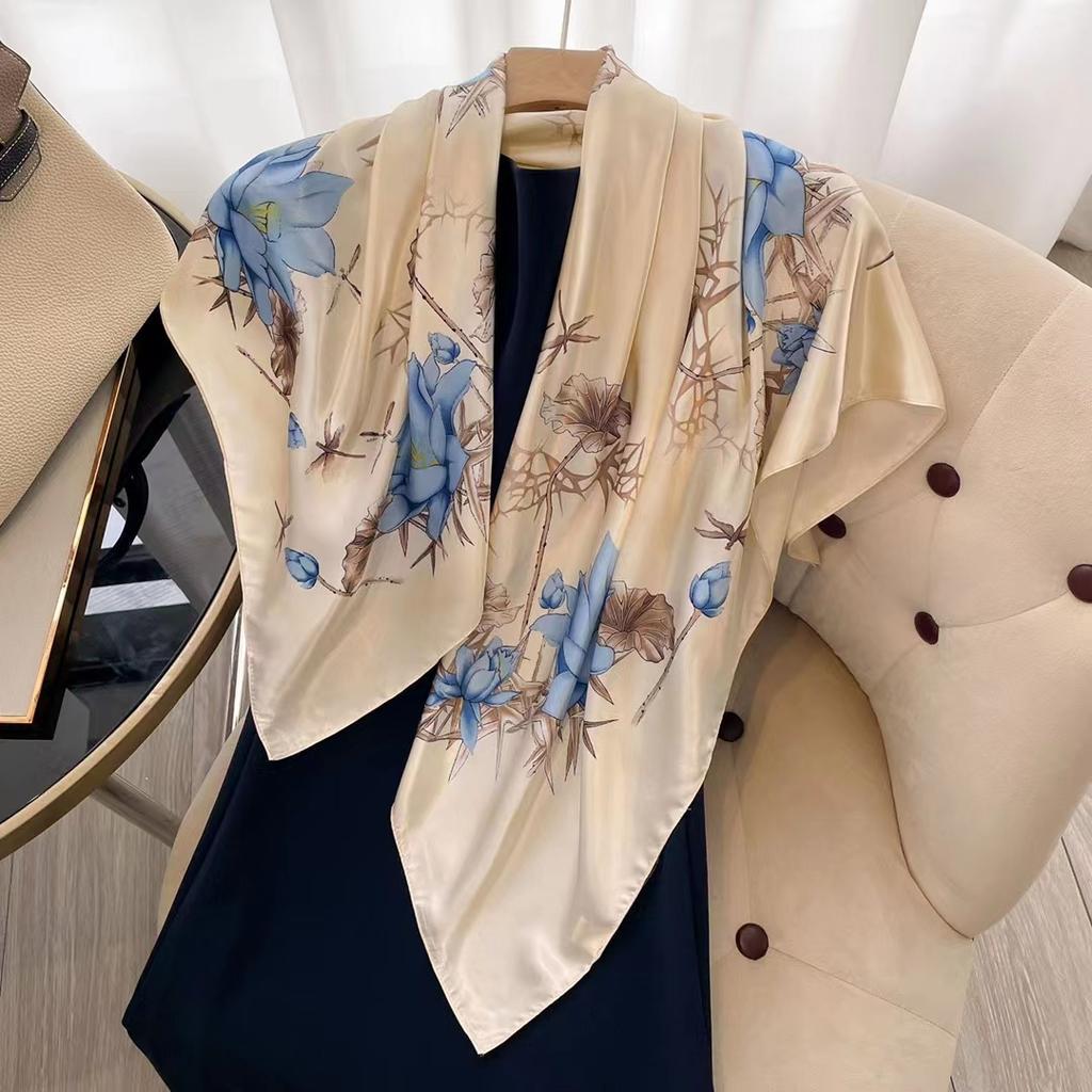 Vintage Paisley Silk Scarf Women Fashion Designer Head/Hair Scarves 90*90cm Hijab Bandana Cheveux Foulard Femme 90X90CM