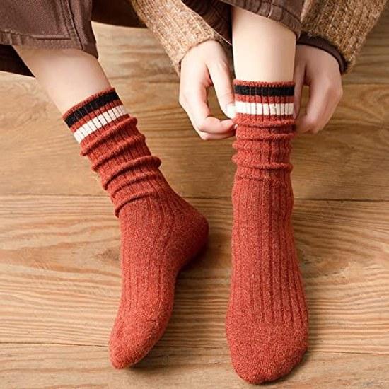 Yazon socks womens cotton crew length stylish loose cute colorful four seasons breathable warm set 5 size 22-25cm