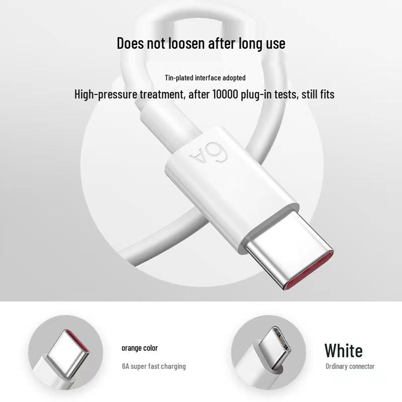 6A Type-C Super Fast Charging Cable, 66W Flash Charge, Compatible with Huawei