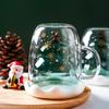 Double Layer Glass Cup Creative Christmas Coffee Milk Mug Anti-Scalding Christmas Star Cups Juice Coffee Mug Party Xmas Gifts