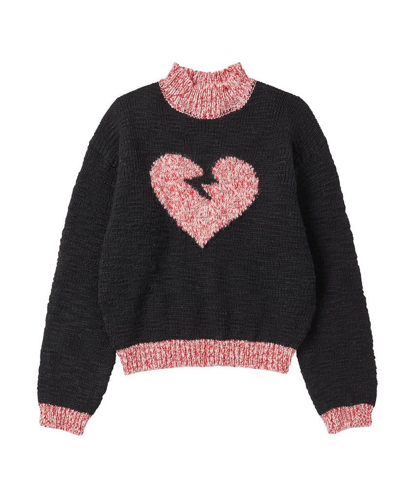 BEYOND CLOSET [Womens Edition] Nomantic Handmade Patch Half-Neck Wool Knit Black