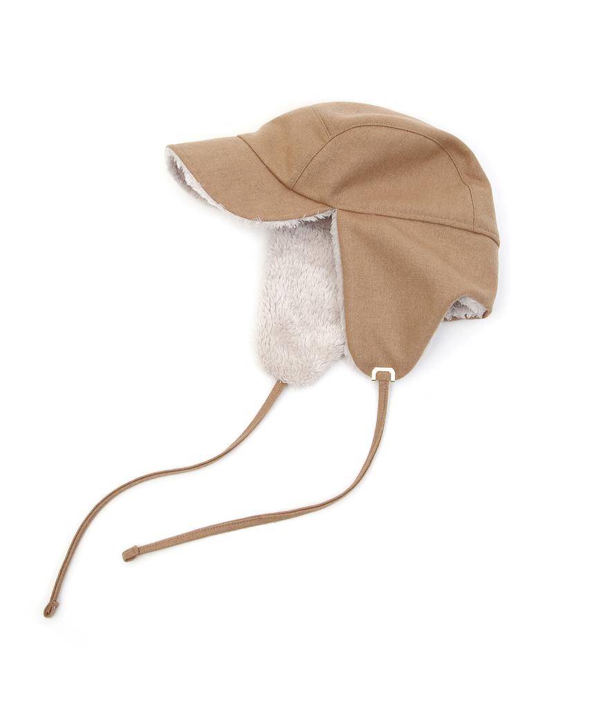 Eondeokeonteulolseutyudio Winter Reversible Fur Hat Trapper Hat / Reverse Fur / Flannel Beige