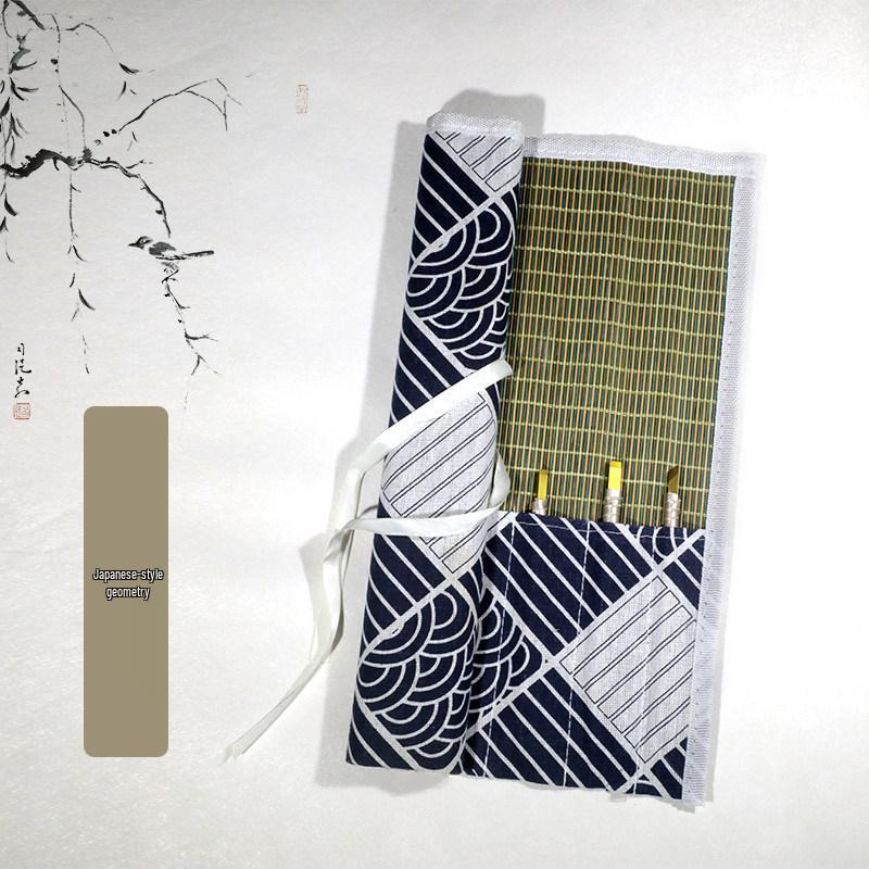 Bamboo Roll-Up Calligraphy Brush Bag: Chinese Style Pen Storage for Four Treasures of the Study
