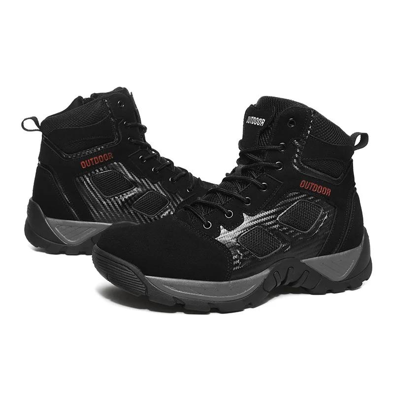 Fashion Boots Mens Desert Waterproof Work Safety Shoes Climbing Hiking Shoes Ankle Men Outdoor Boots 2024