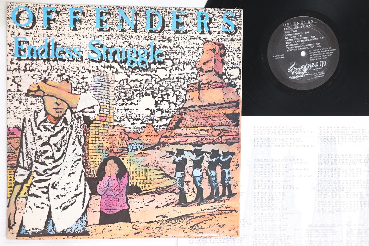 

LP Record OFFENDERS Endless Struggle RABOFF005 RABID CAT 1985 US Rock Used