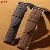 Breathable Porous Matte Leather Watch Band Quick Release 18mm 20mm 22mm Vintage Racing Leather Watch Straps for Seiko Wristband