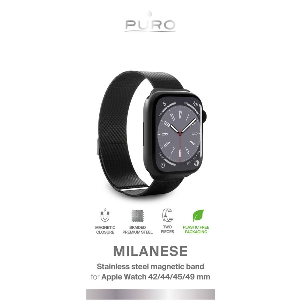 Apple Watch Strap 42 44 45 49mm Milanese - Black