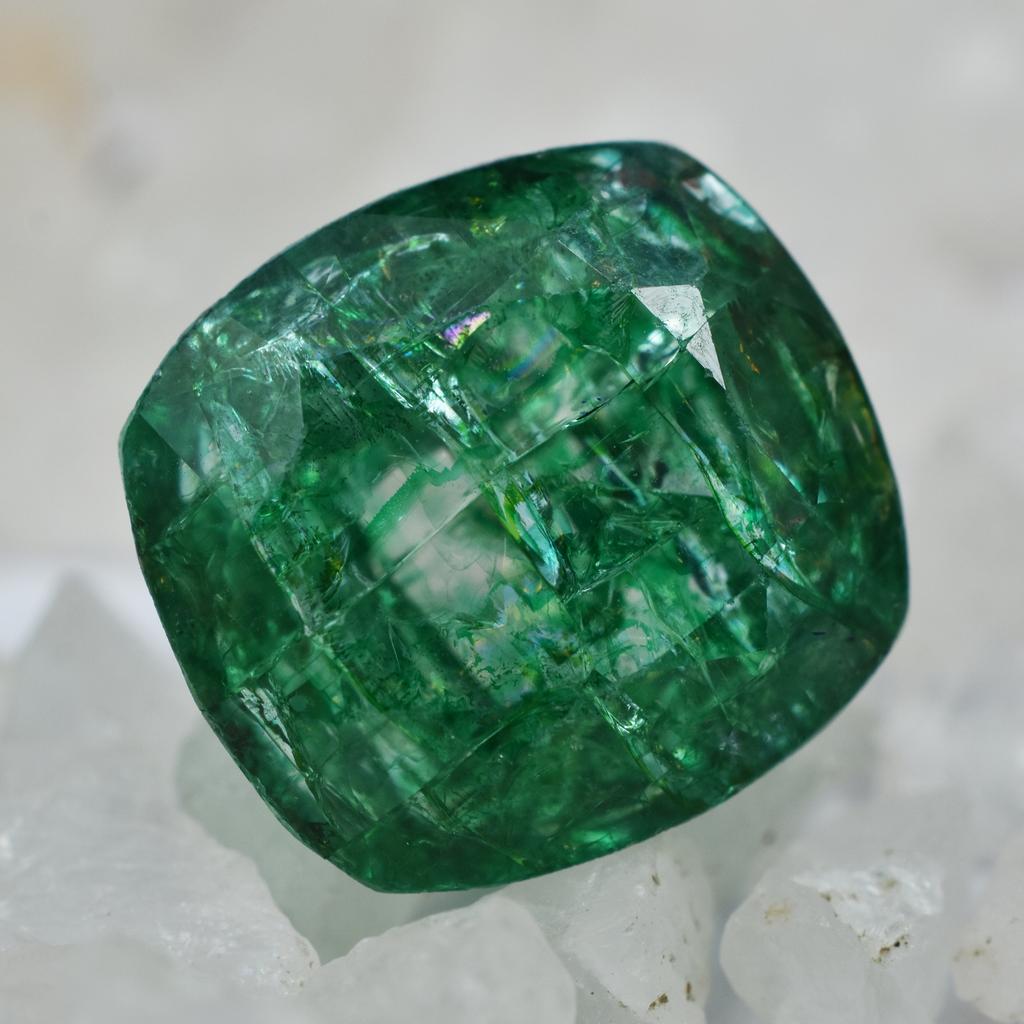 12.55 Ct Cushion Cut  Loose Gemstone Natural Green Emerald CERTIFIED AR-2736