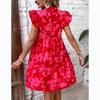 Spring Summer Ruffled Sleeve V-Neck Sexy Dress Women Loose Waist Printed Floral Short Dress Woman Fashion Vintage Elegant Casual Dresses 24515