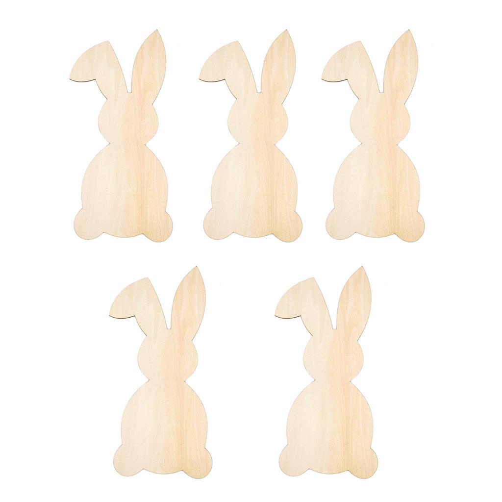 5PCS Rabbits Eggs Shaped Wood Slices Unfinished Wood Slices Wood Cutouts for Home Decoration Painting Art Craft