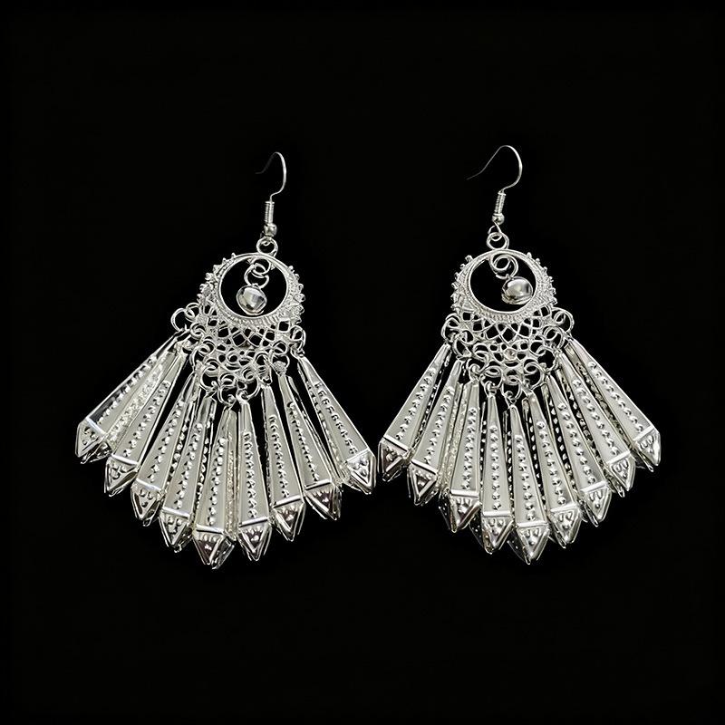 Ethnic style earrings Alloy silver-plated Miao ethnic minority Dong Yi earrings Earrings