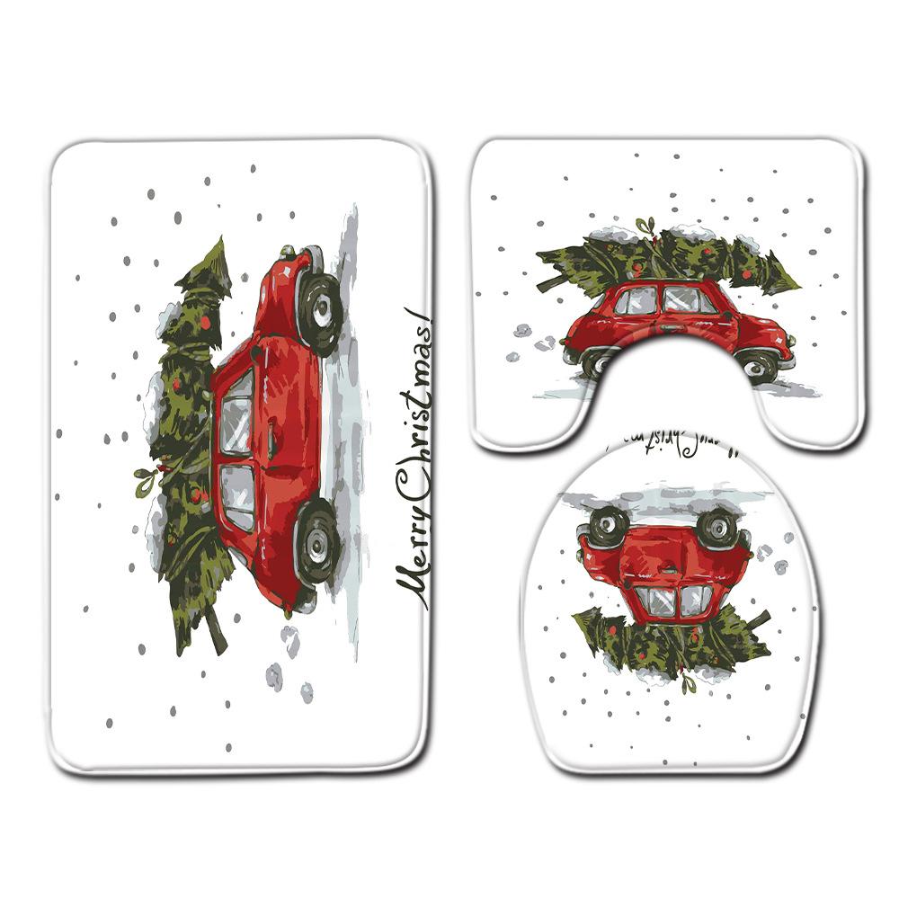 3D Toilet Floor Mat Bathroom Mat Christmas Three-Piece Foot Mat E-Commerce
