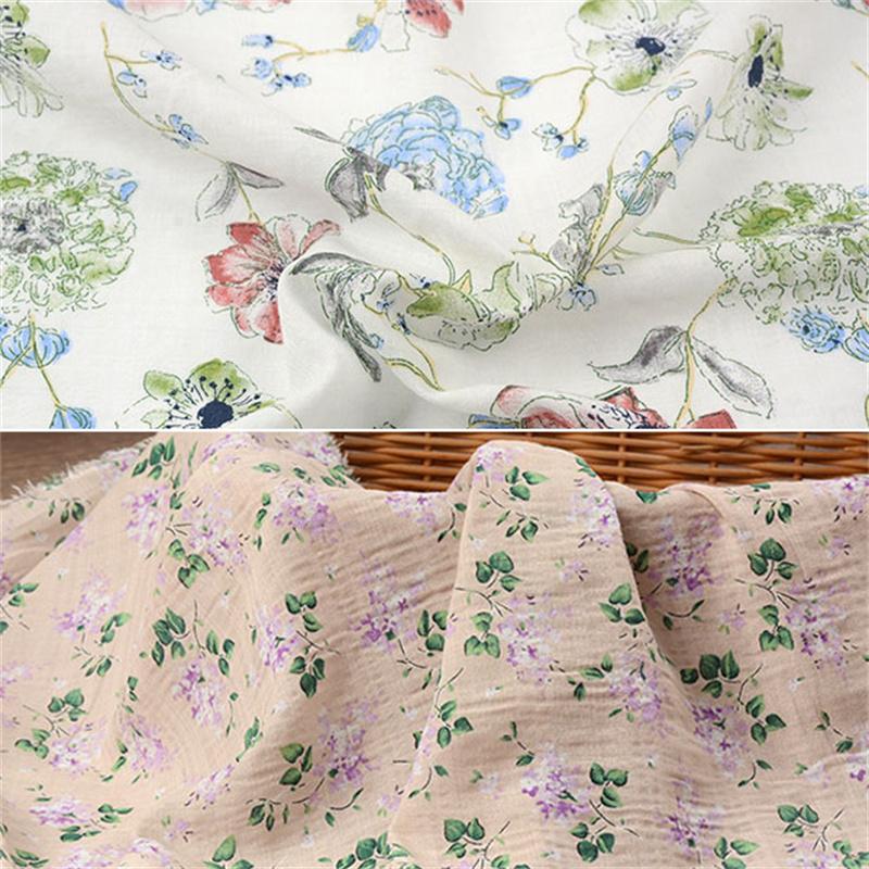 Cotton Dress Thin Cheongsam Summer Pants Fabric Anti Mosquito Dark Cell Seersucker Cotton And Linen Cloth Printing Artificial