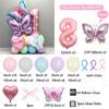 56pcs/set Butterfly Number Balloon Set Pink Numbers 1-9 Purple Butterflies for Valentine's Day Anniversary Birthday Party Decors