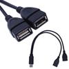 USB Male to Double USB Female Adapter Cord Wire Y Splitter Cable for Multi Device 2 in 1 Charging and Data Transfer Line