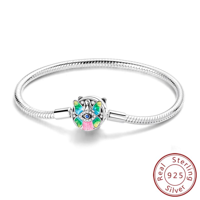 Original 925 Silver Bracelets 17-20CM Love Heart Flowers Butterfly Charms Beads Bracelet For Women Fashion Jewelry Gift