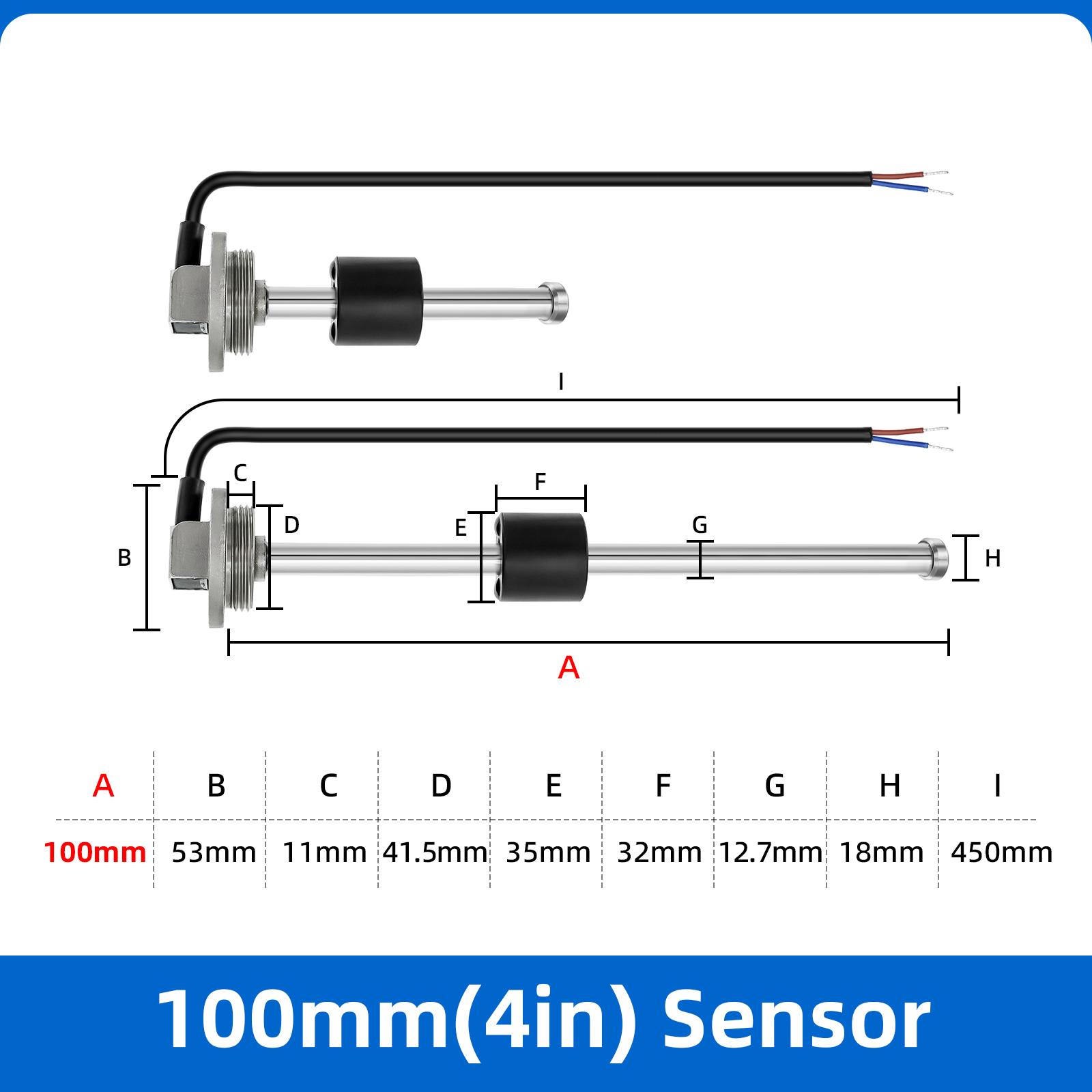 A3 Water Level Sensor 0~190 ohm Fuel Level Sensor 100-525MM Oil Liquid Water Tank Fuel Sensors For Fuel/Water Level Gauge 100MM Sensor