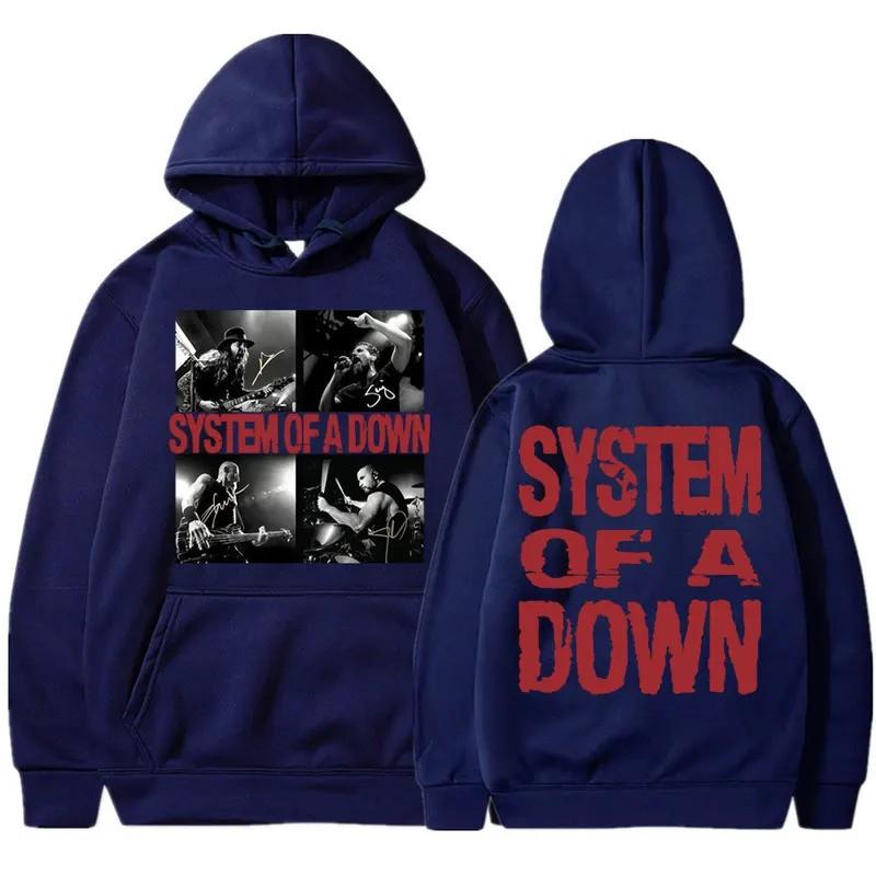 Mens Graphic Hoodie Rock Band System Of A Down Print Casual Sweatshirt Thin Fit