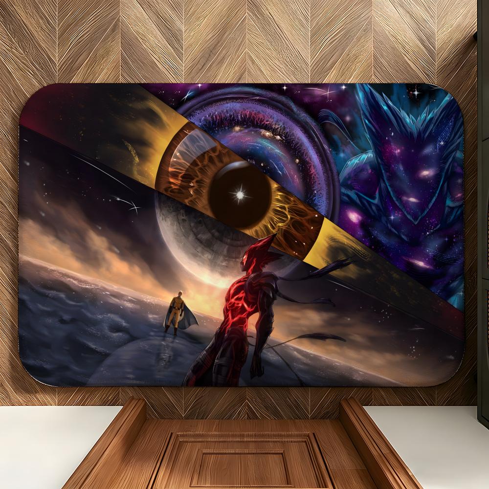 anime O-One-Punch M-Man Floor Mat Soft Flannel Floor Mat Suitable for Entryways, Living Rooms, Bedrooms, and Bathrooms
