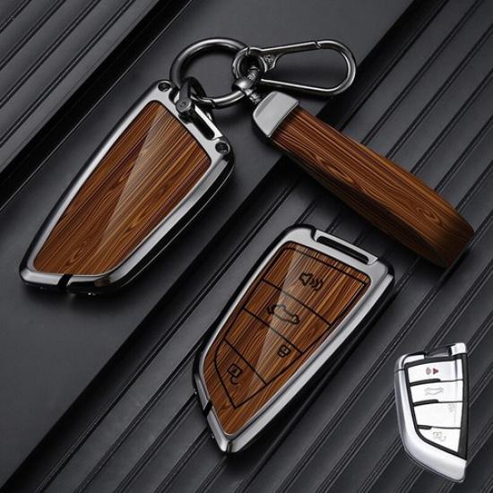 Aluminum Alloy Leather Car Key Case Cover For BMW 1 2 3 4 5 6 7 X2 X3 X4 X5 X6