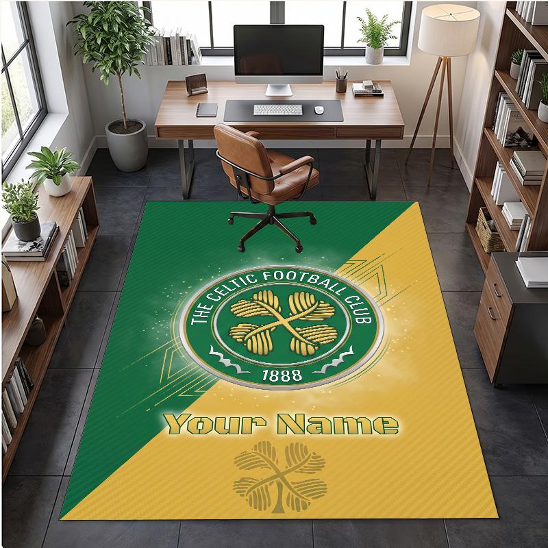 Crystal Velvet Rug Celtic FC Print Custom Name Text Floor Mat Home Decor