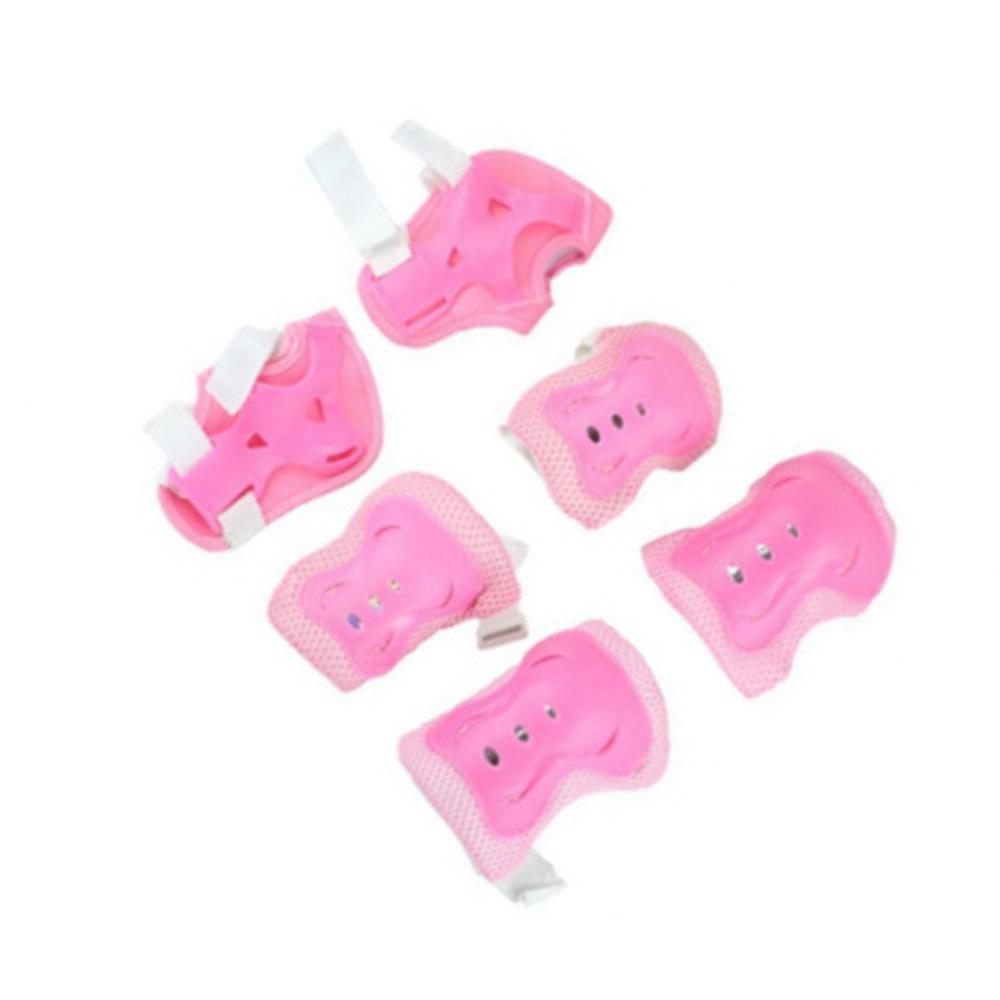 

6 в 1 Скейтборд 6 шт./компл. Катание Спорт Налокотники Защита запястья Детская защитная экипировка Наколенник розовый