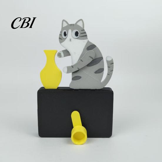 Animal Fridge Magnet Cat Pushing Vase Refrigerator Magnet, 3D Printed Whiskers Holder Kitchen Decor Pet Memorial Keepsake Decoration, Gift for