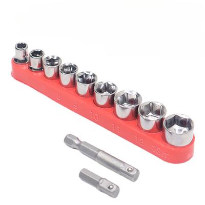 1set/9pcs 1/4 Xiaofei Sleeve 9-piece Sleeve Combination Set Screwdriver Electric Drill Accessories 5-13MM Micro-repair Multi-function