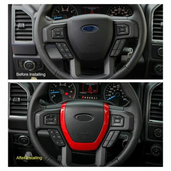 Red Steering Wheel Moulding Frame Trim Cover for 2015- Ford F150 Accessories