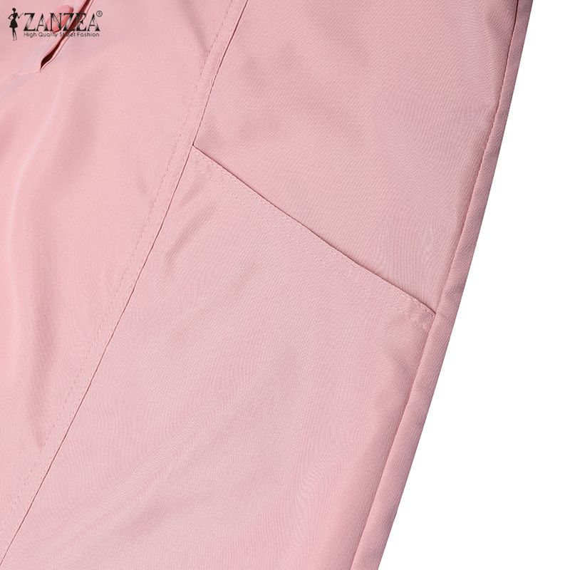 ZANZEA Women Casual Turn Down Collar Summer Short Sleeve Dress