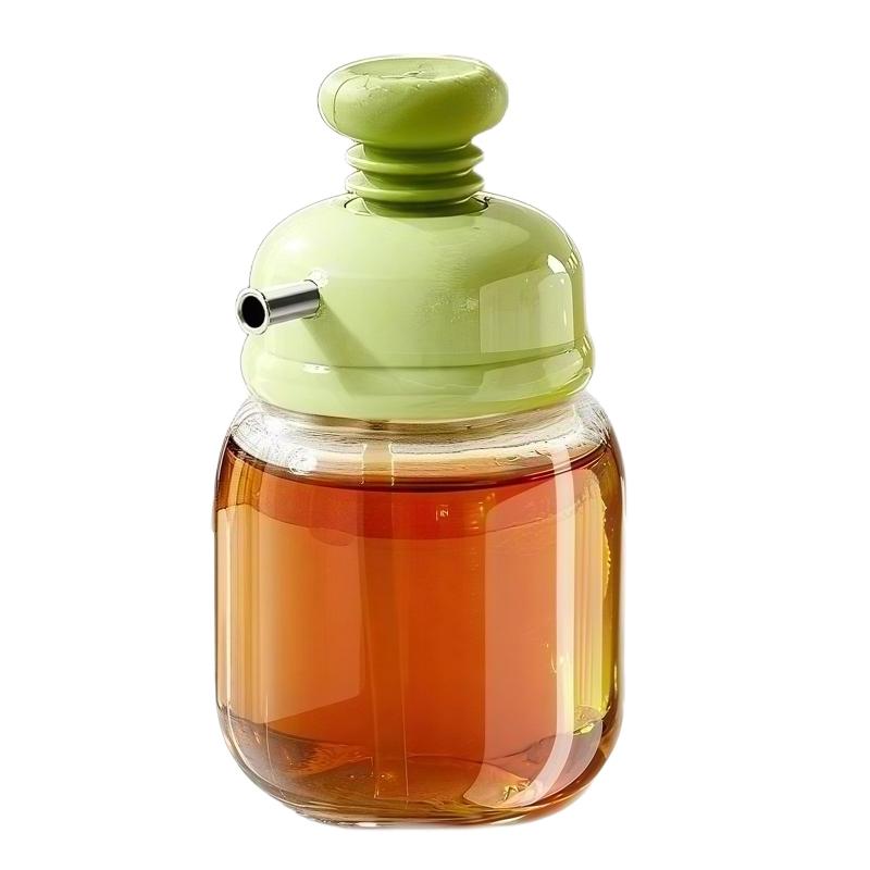 Glass Oil Dispenser Press Type Quantitative Control Leak Proof Nozzle For Home Kitchen Cooking Baking