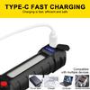Multifunctional LED Flashlight USB Rechargeable Tactical Zoom Flashlight COB Floodlight Emergency Torch Three-color Signal Light