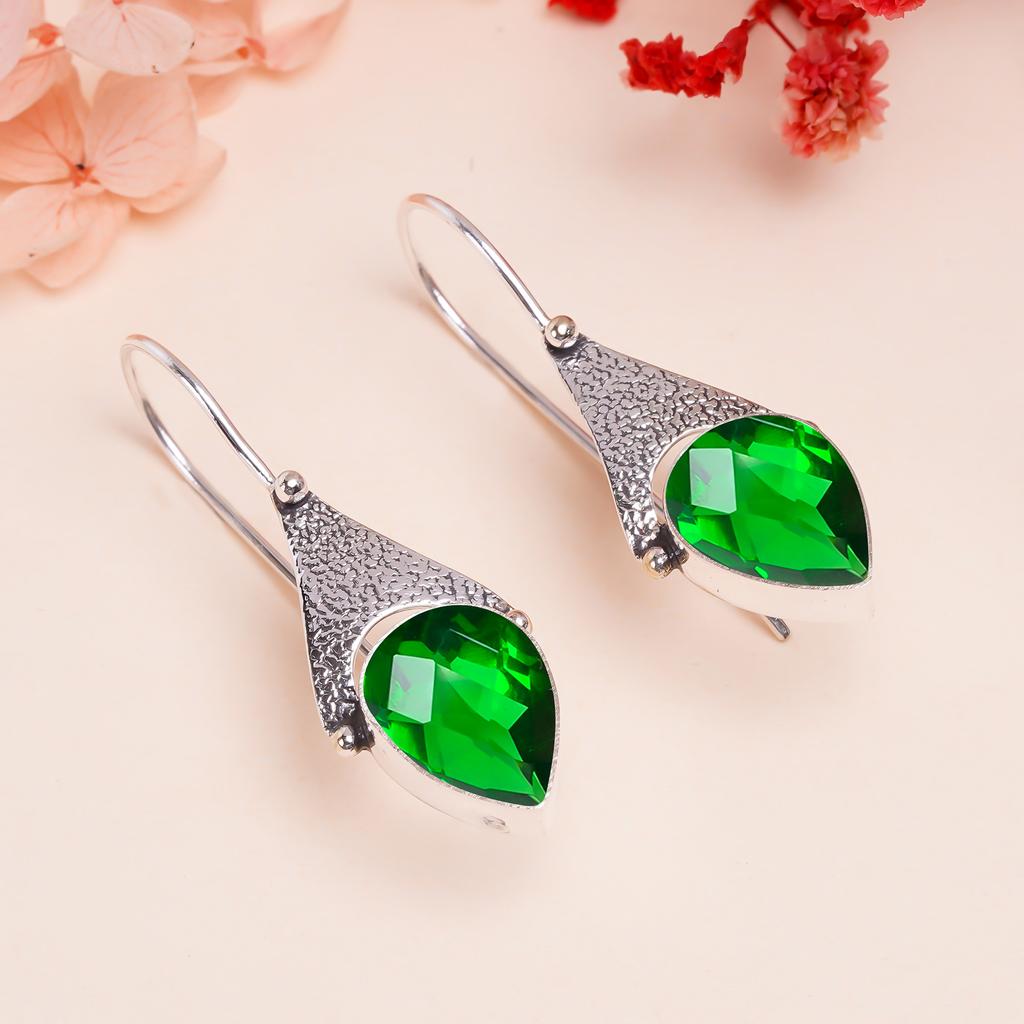 Chrome Diopside 925 Sterling Silver Earring V9638, Green Earring, Pear Earring, Valentin's Day Gift, Gift For Her, Birthday Gift, Handmade Jewelry, Si