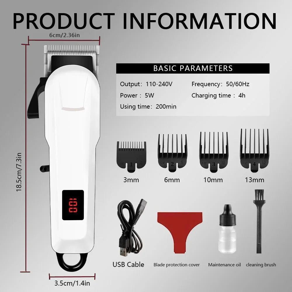 Professional Electric Hair Clipper Rechargeable Beard Trimmer Durable Haircut Trimmer Mens