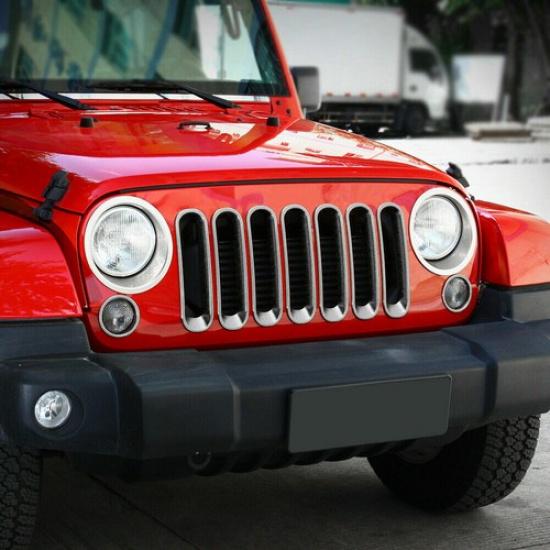 Chrome Headlight Lamp Cover Trim Bezels for Jeep Wrangler JK 2007-17 Accessories