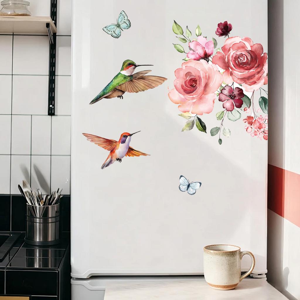 Butterfly Hummingbird Window Stickers for Bedroom Home Decor Glass Film Decals Translucent Privacy Window Cling Romantic Nature Theme