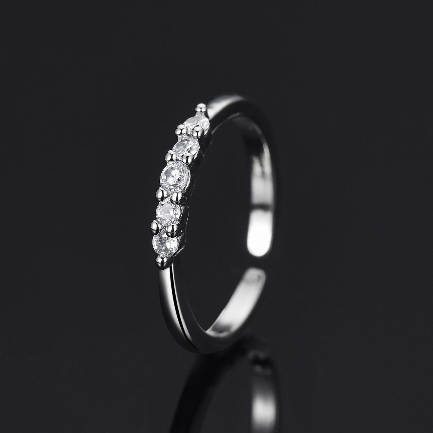 Starry Sky Women s S925 Diamond Ring - Adjustable Open Design, Light Luxury Fashion Open Adjustable